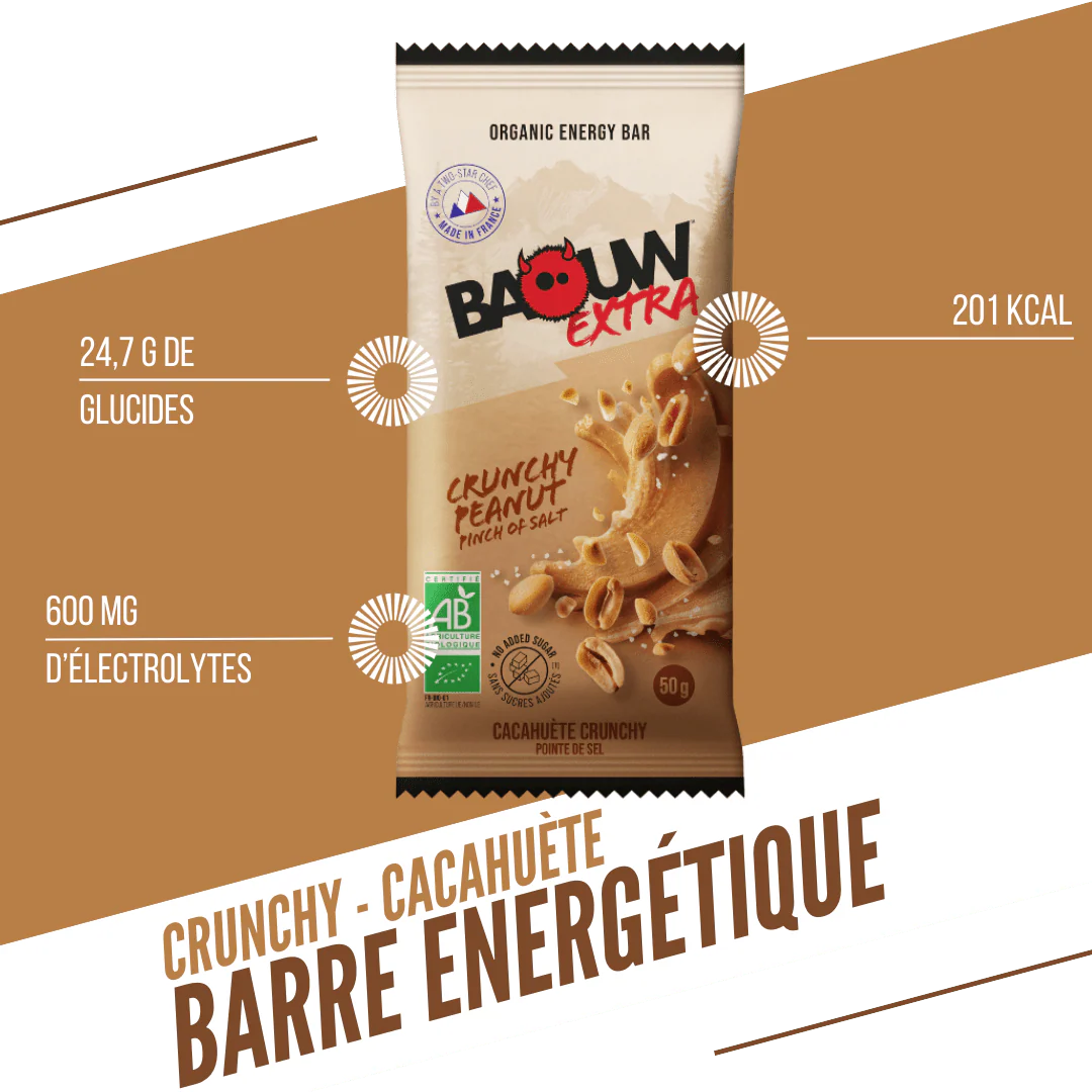 Barre Énergétique BAOUW BIO EXTRA Cacahuète Crunchy (50g) - Image 3