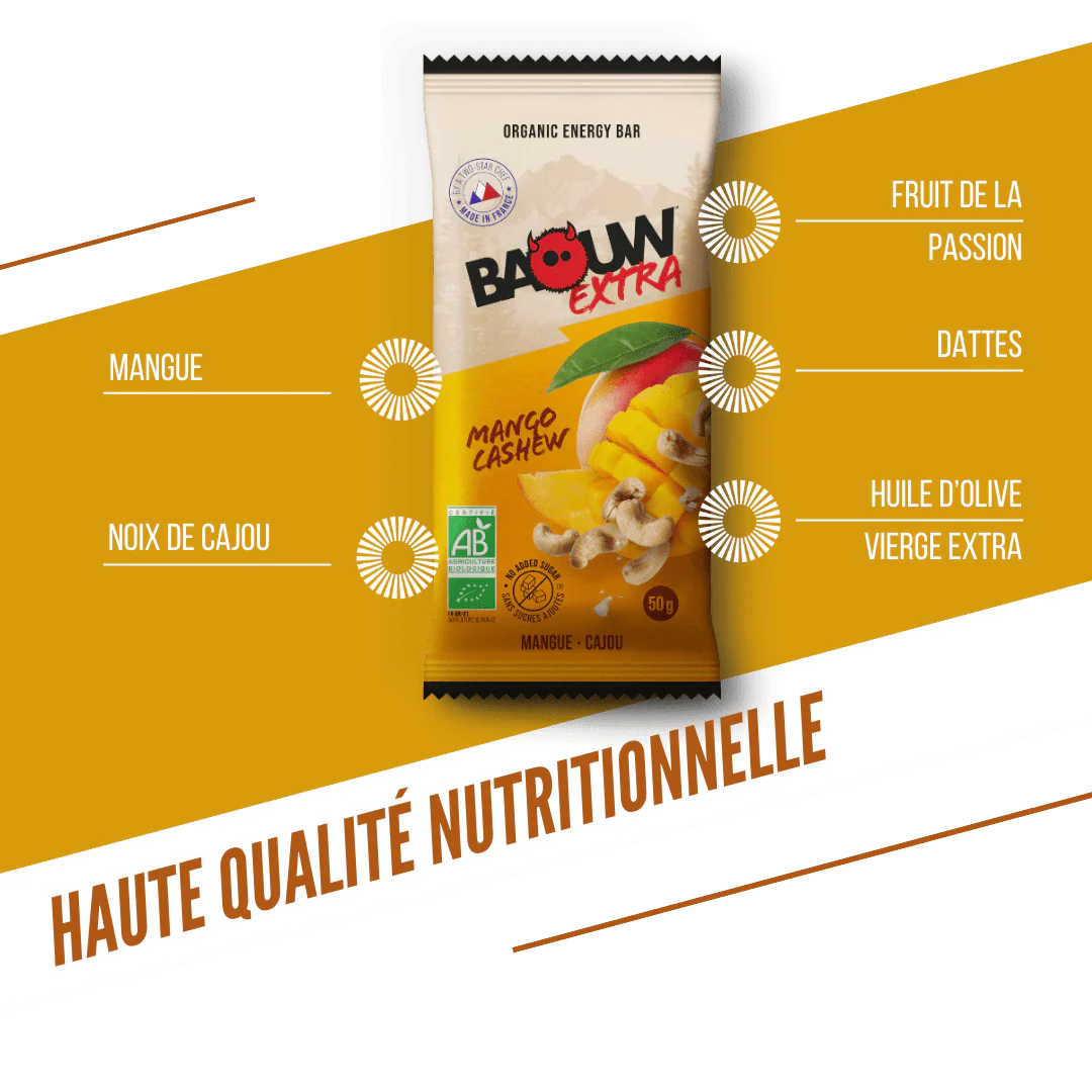 Barre Énergétique BAOUW BIO EXTRA Mangue Cajou (50g) - Image 3