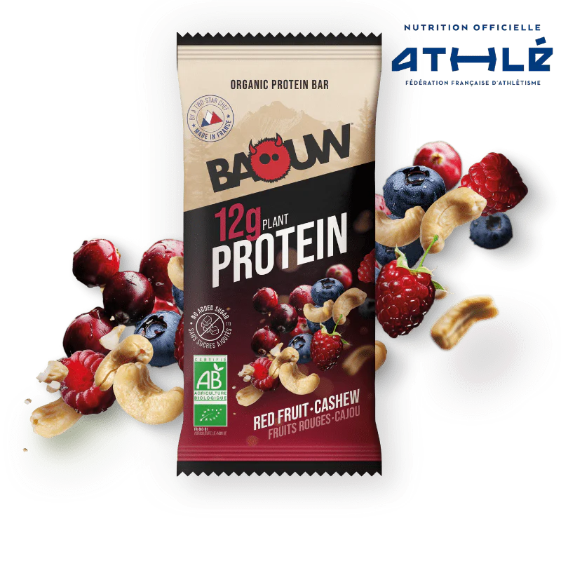 Barre Protéinée BAOUW BIO EXTRA Fruits Rouges/Cajou (50g)