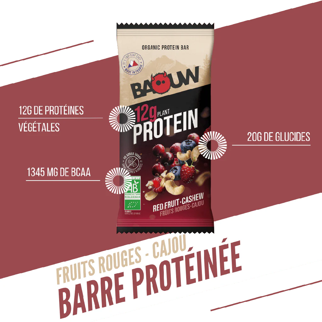 Barre Protéinée BAOUW BIO EXTRA Fruits Rouges/Cajou (50g) - Image 2