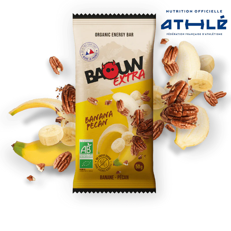Barre Énergétique BAOUW BIO EXTRA Banane-Pécan (50g)