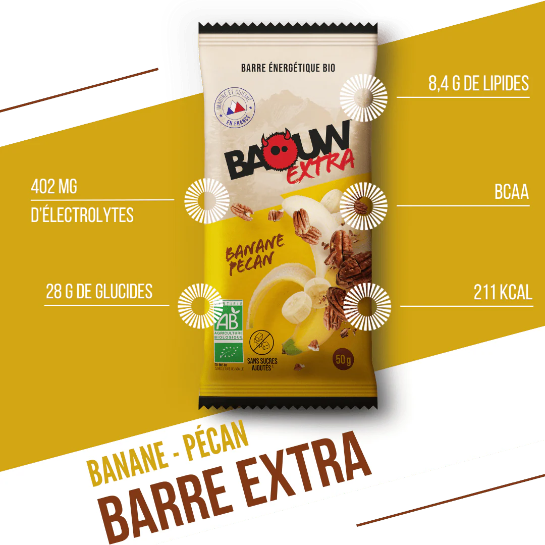 Barre Énergétique BAOUW BIO EXTRA Banane-Pécan (50g) - Image 2
