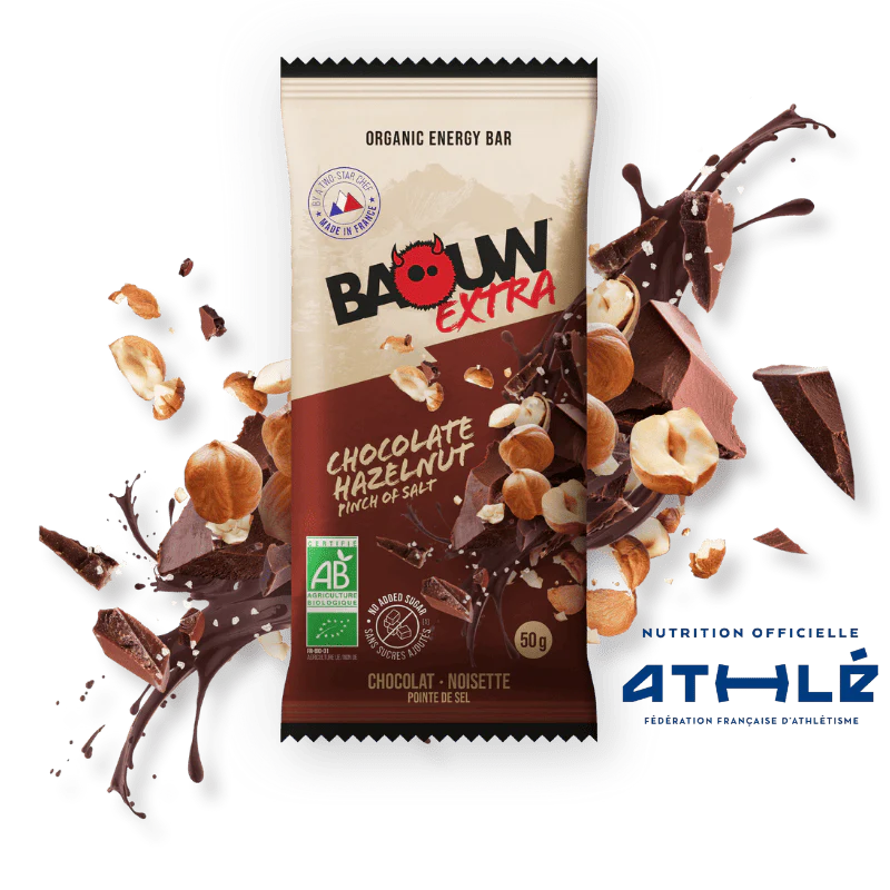 Barre Énergétique BAOUW BIO EXTRA Chocolat-Noisette (50g)