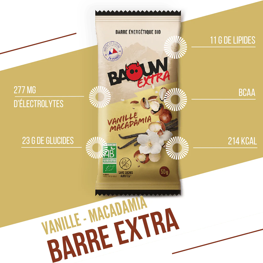 Barre Énergétique BAOUW BIO EXTRA Vanille-Macadamia (50g) - Image 2