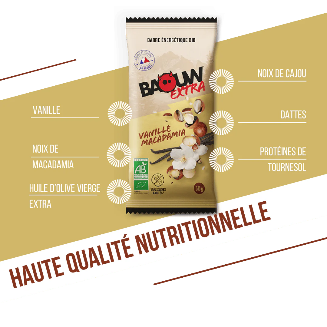 Barre Énergétique BAOUW BIO EXTRA Vanille-Macadamia (50g) - Image 3