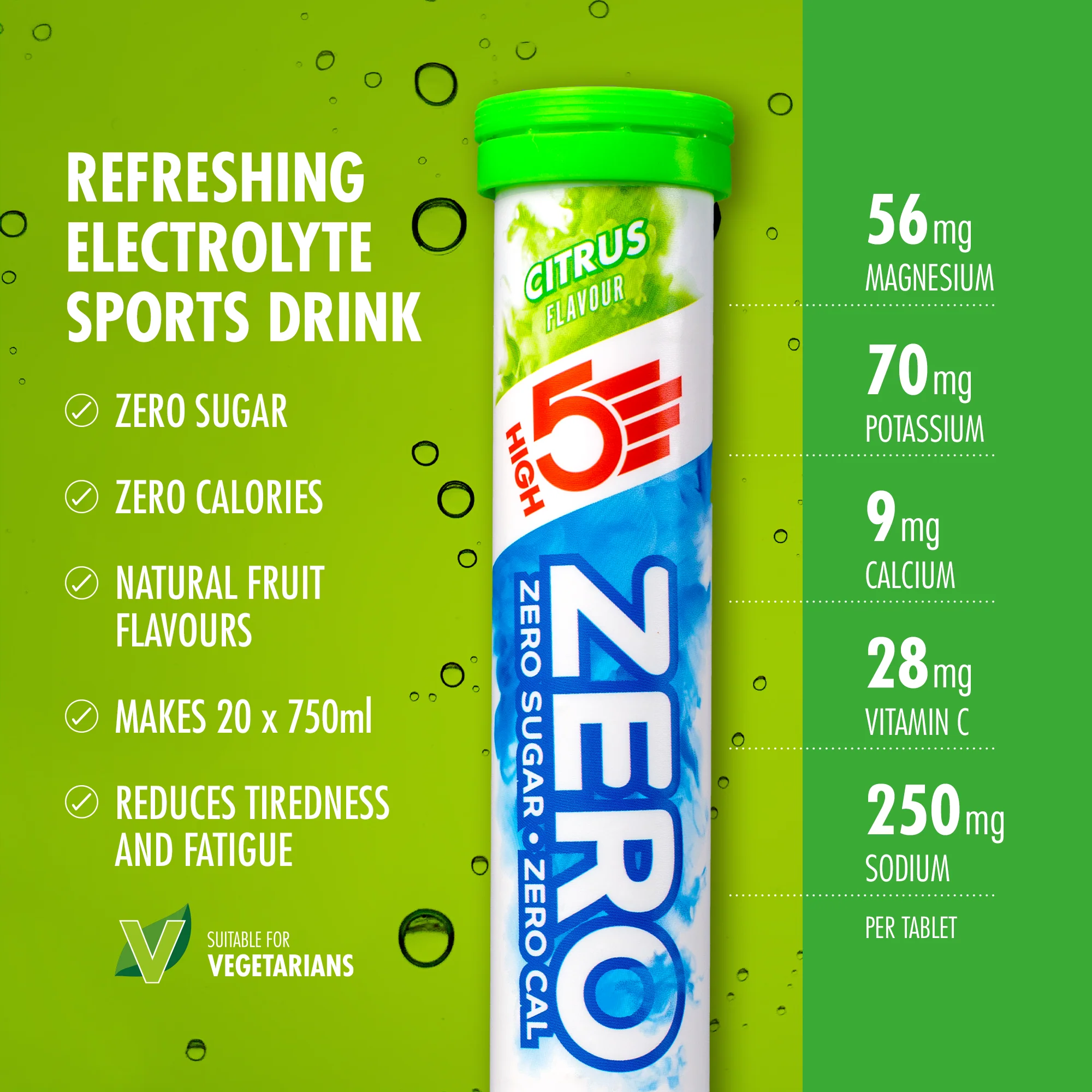 Pastilles d'Hydratation Electrolytes HIGH5 ZERO (x20) Citron - Image 2