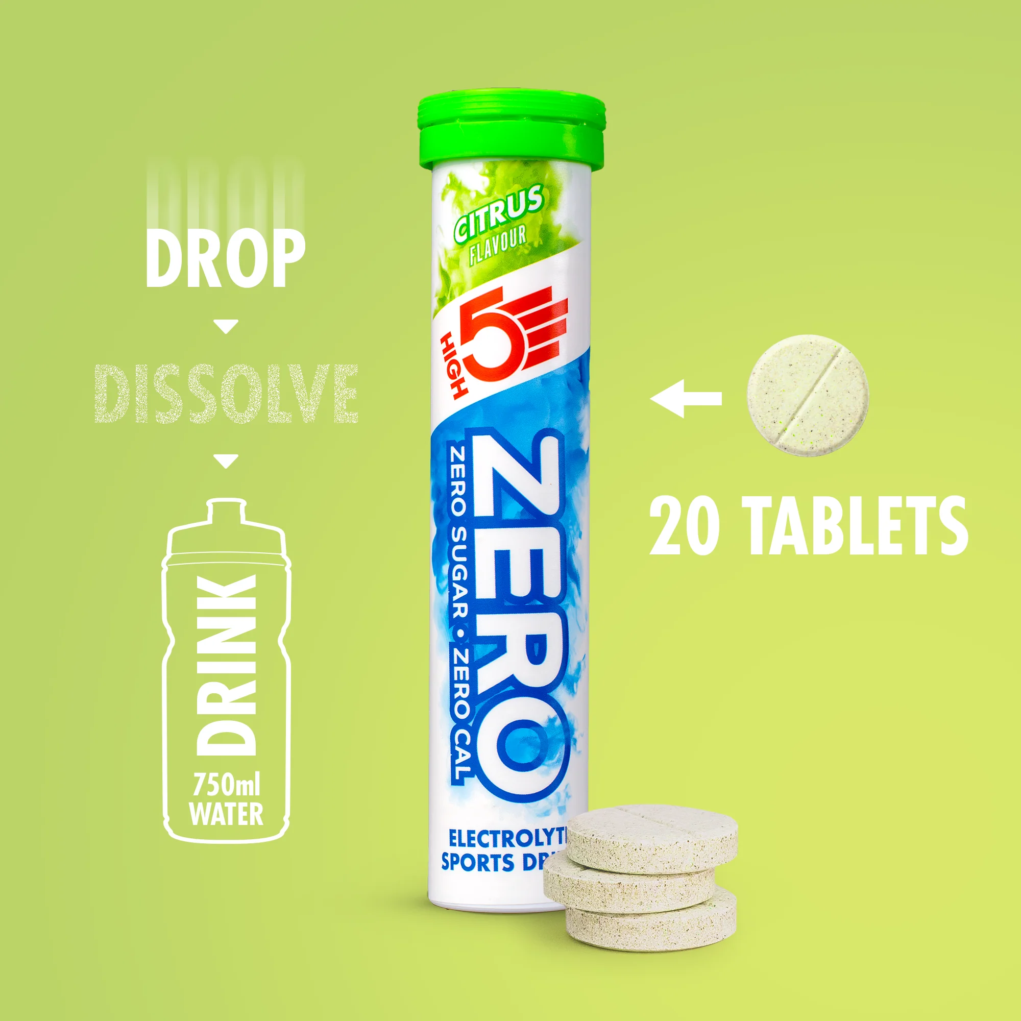 Pastilles d'Hydratation Electrolytes HIGH5 ZERO (x20) Citron - Image 3