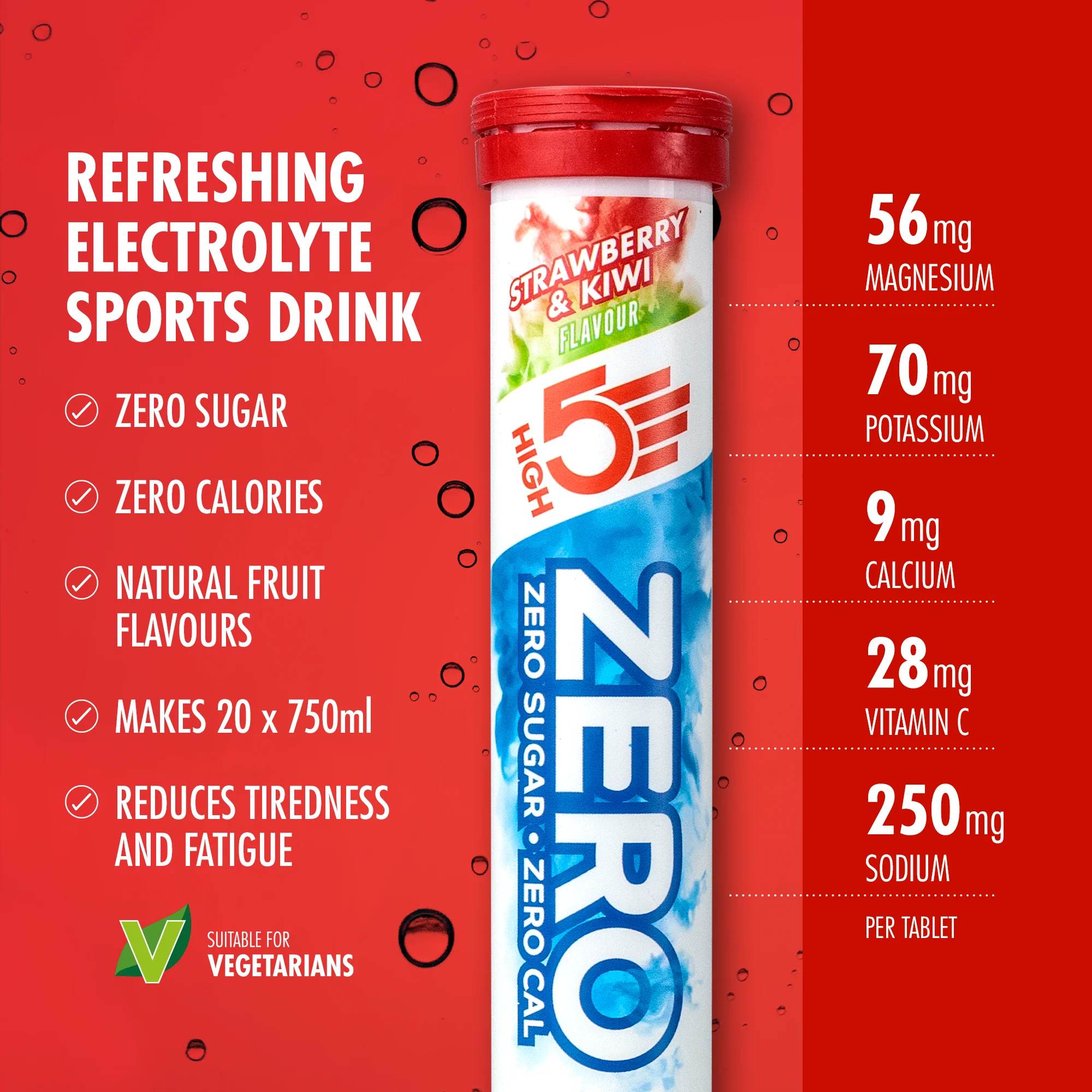 Pastilles d'Hydratation Electrolytes HIGH5 ZERO (x20) Fraise Kiwi - Image 2