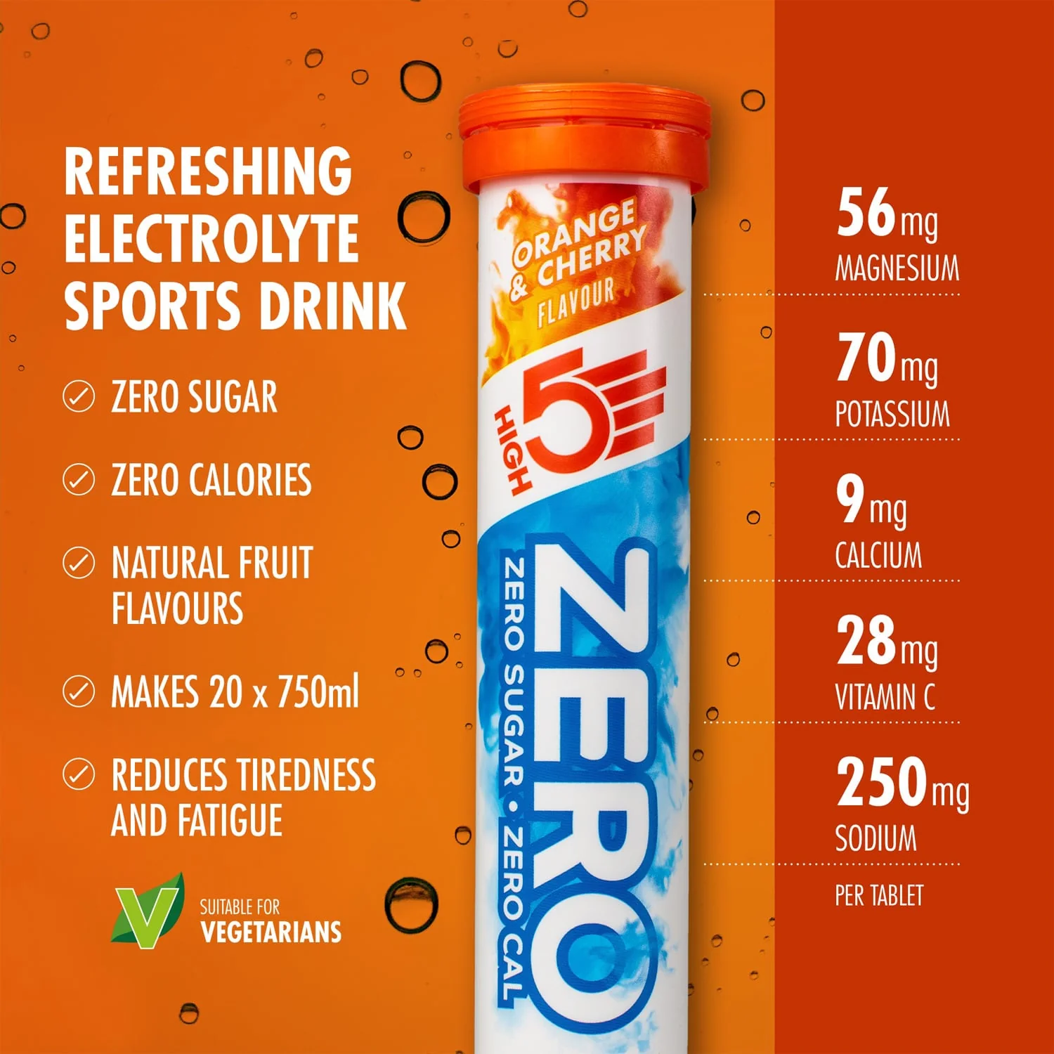 Pastilles d'Hydratation Electrolytes HIGH5 ZERO (x20) Orange et Cerise - Image 2