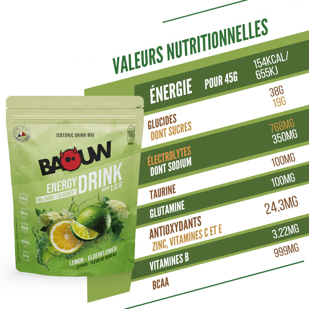 Boisson Énergétique BAOUW ISOTONIC (585g) Citron Vert/Fleur de Sureau - Image 3