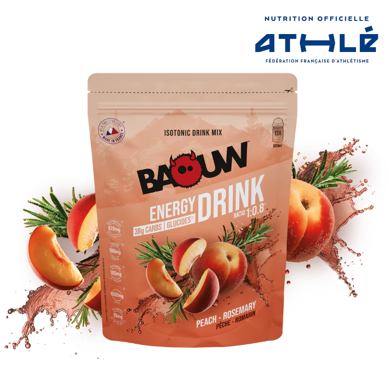 Boisson Énergétique BAOUW ISOTONIC (585g) Pêche Romarin