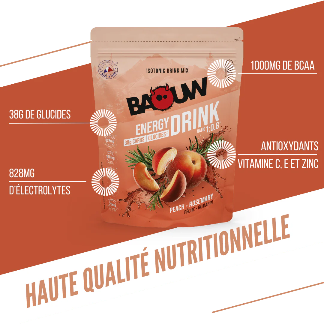 Boisson Énergétique BAOUW ISOTONIC (585g) Pêche Romarin - Image 5