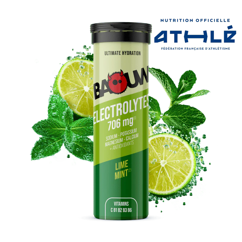 Boisson Énergétique BAOUW (Tube de 10 Pastilles) Citron Vert/Menthe