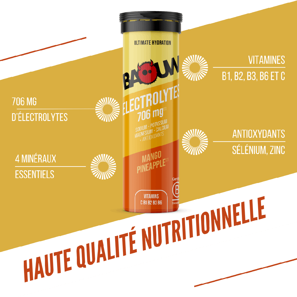 Boisson Énergétique BAOUW (Tube de 10 Pastilles) Mangue/Ananas - Image 2