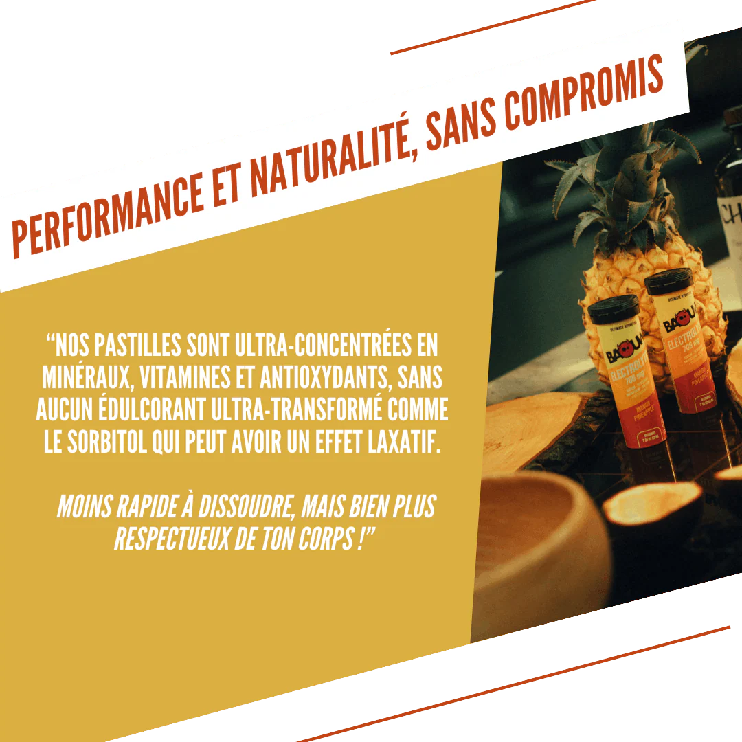 Boisson Énergétique BAOUW (Tube de 10 Pastilles) Mangue/Ananas - Image 6