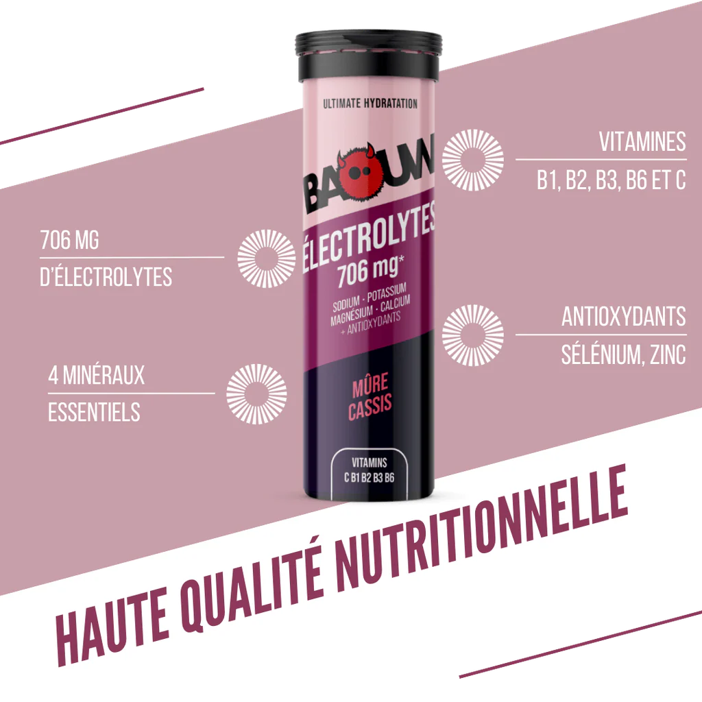 Boisson Énergétique BAOUW (Tube de 10 Pastilles) Mûre/Cassis - Image 2