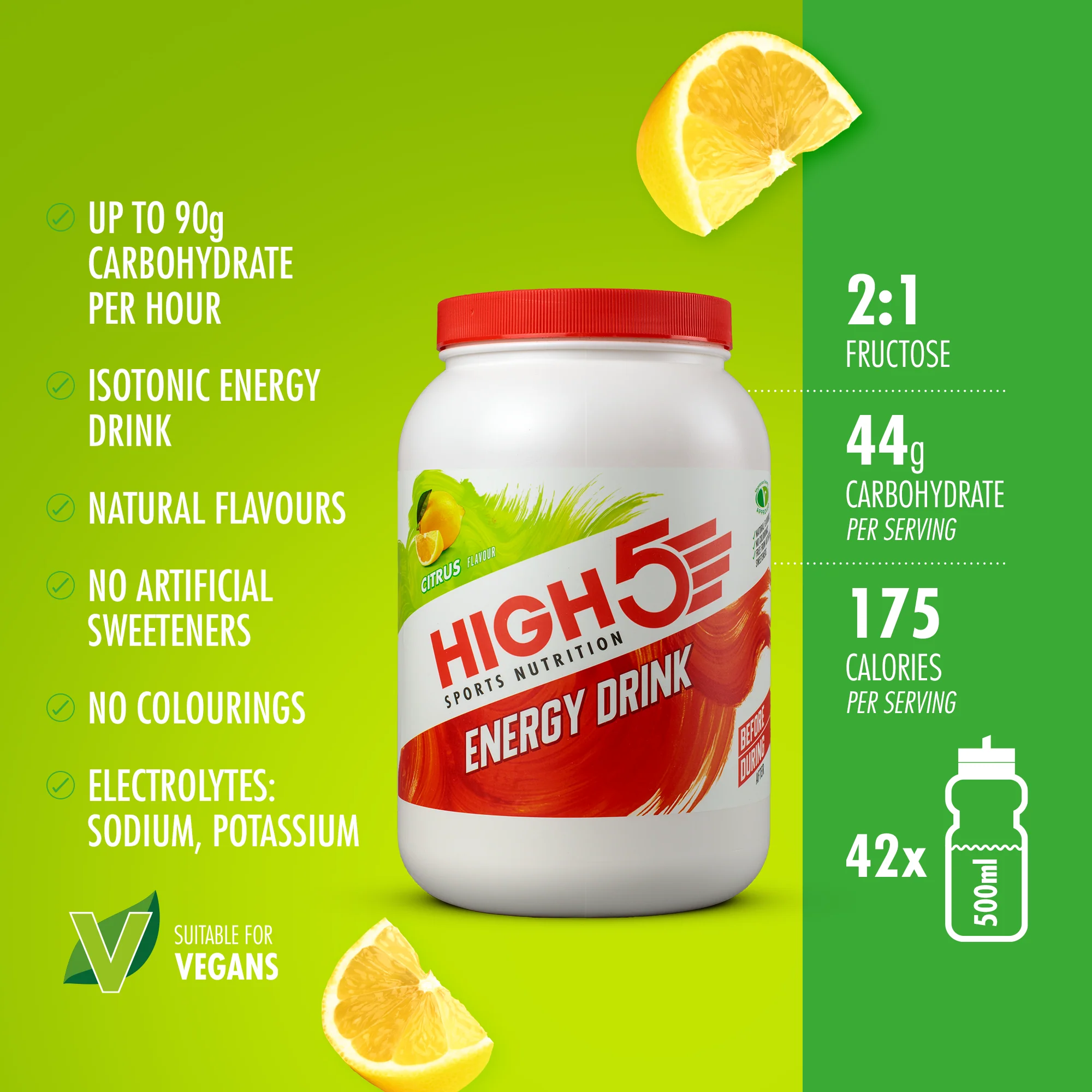 Boisson Énergétique HIGH5 ENERGY DRINK (2.2kg) Citron - Image 2