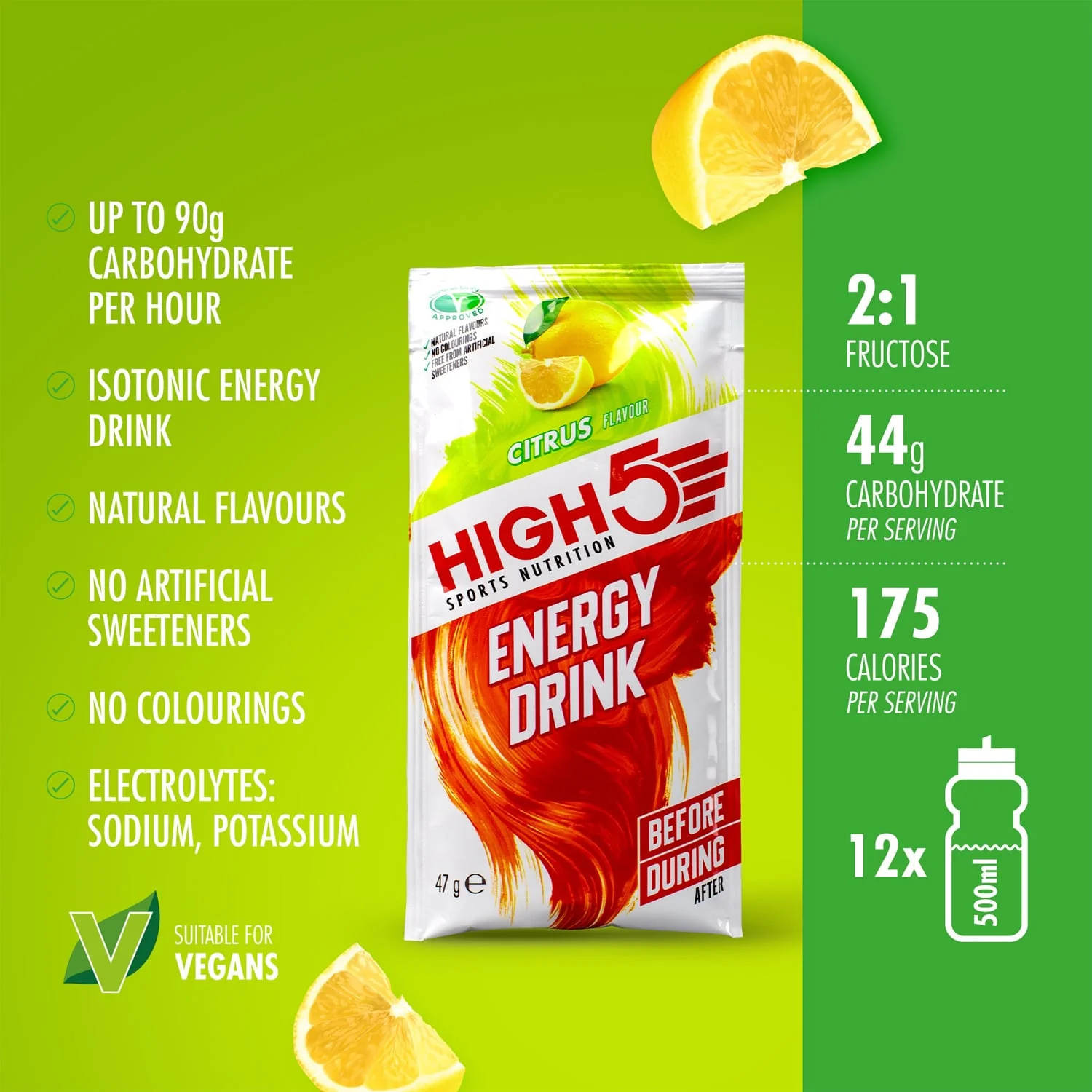 Boisson Énergétique HIGH5 ENERGY DRINK CAFFEINE HIT (47g) Citron - Image 2