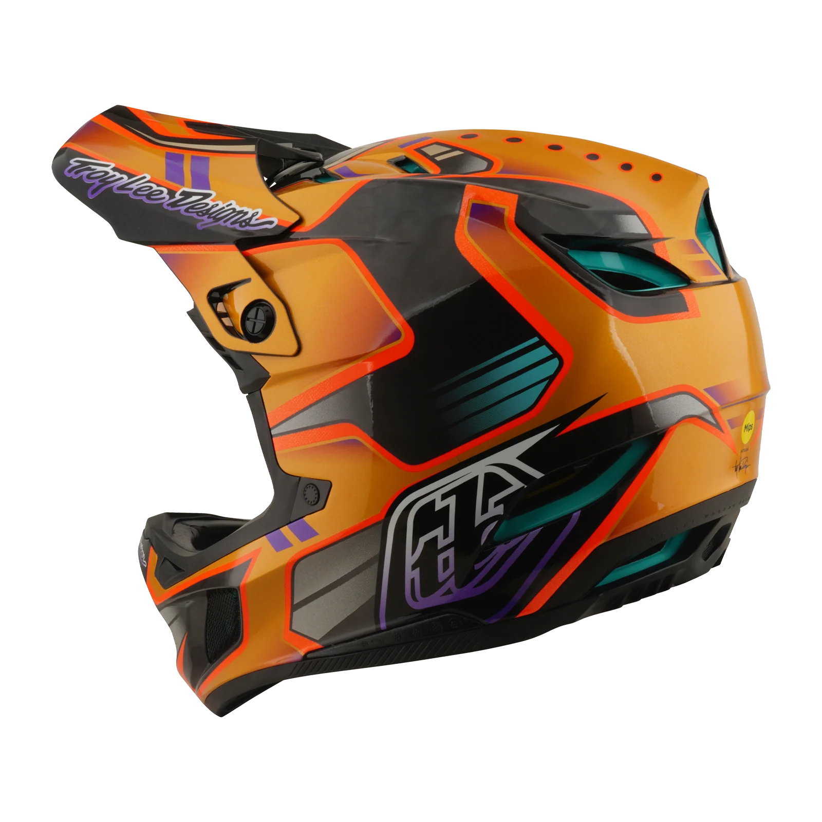 Casque VTT TROY LEE DESIGNS D4 CARBON MIPS Crest Gold - Image 3
