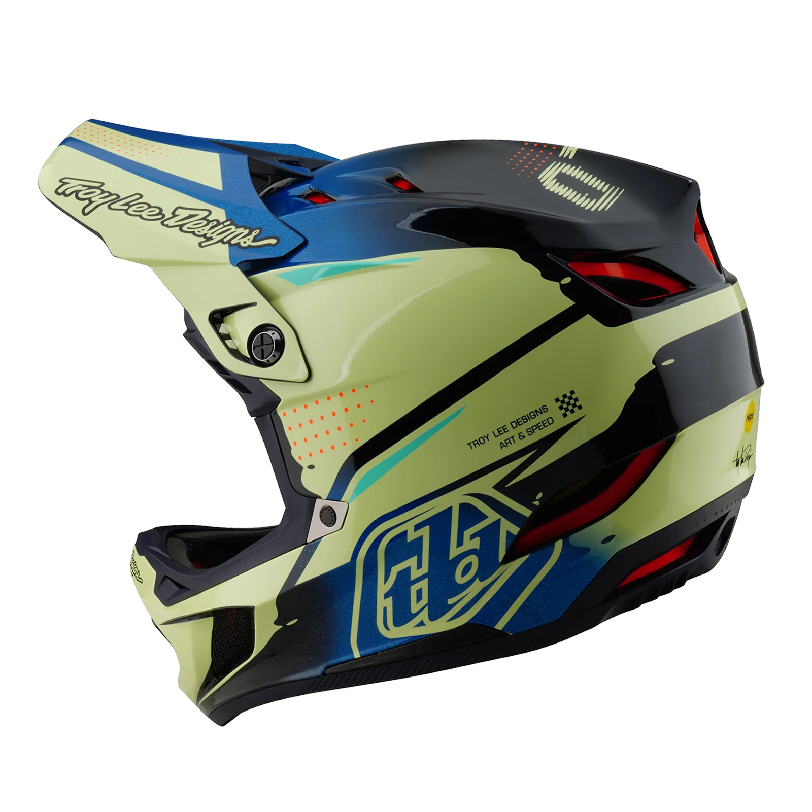 Casque VTT TROY LEE DESIGNS D4 COMPOSITE MIPS Drip Jaune - Image 2