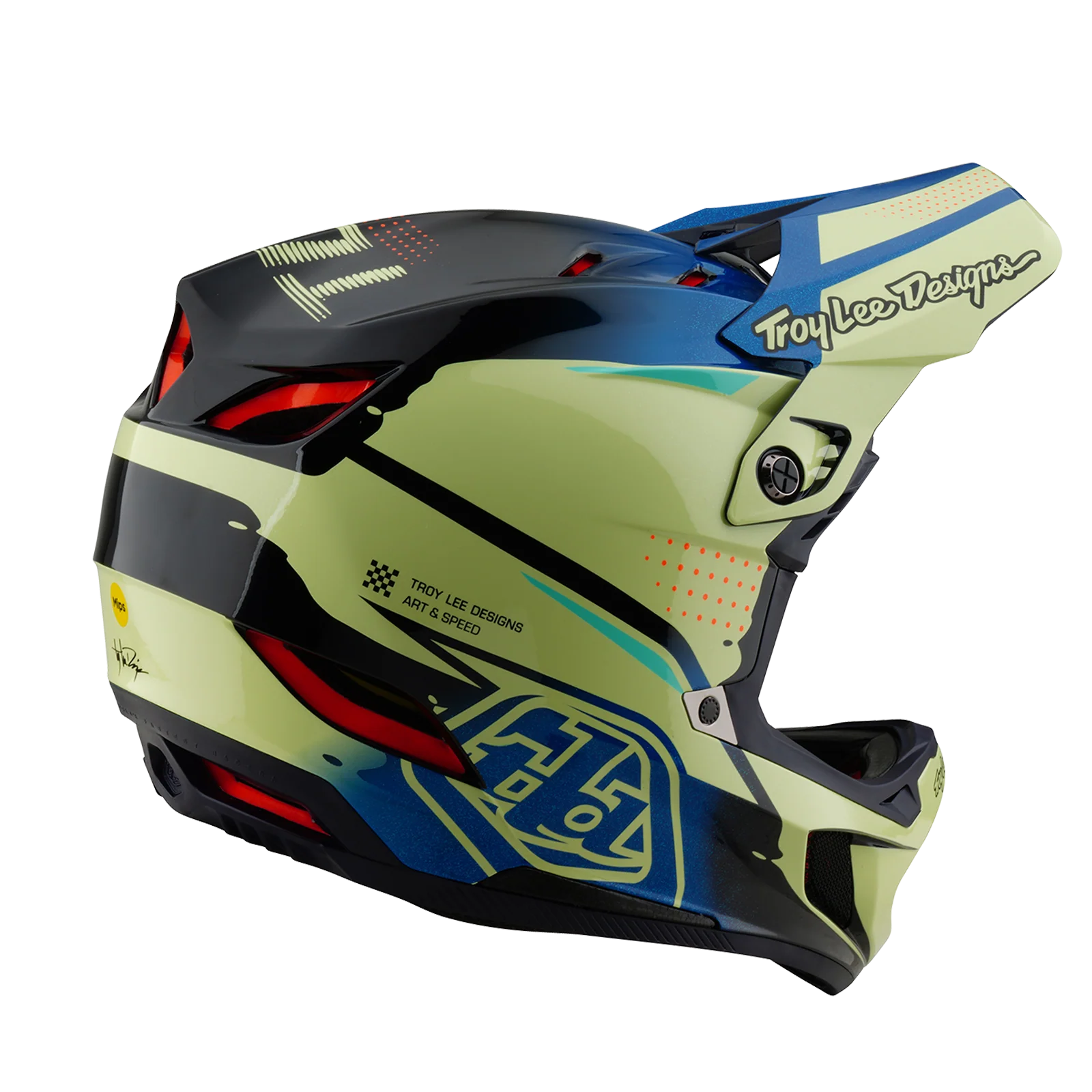Casque VTT TROY LEE DESIGNS D4 COMPOSITE MIPS Drip Jaune - Image 4