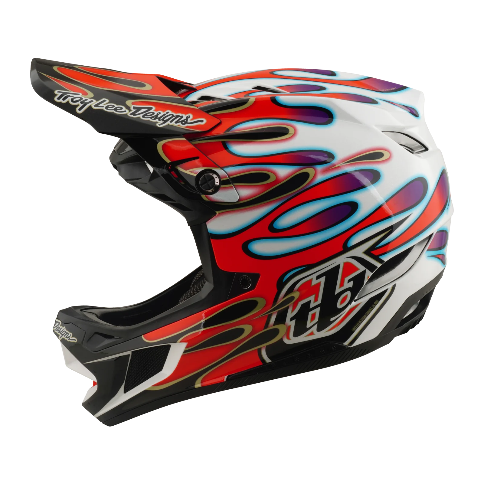 Casque VTT TROY LEE DESIGNS D4 COMPOSITE MIPS OVERSPRAY Blanc/Rouge