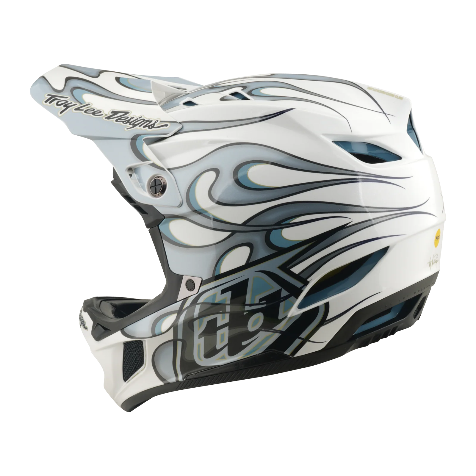Casque VTT TROY LEE DESIGNS D4 COMPOSITE MIPS TORCHED Blanc/Argent - Image 3