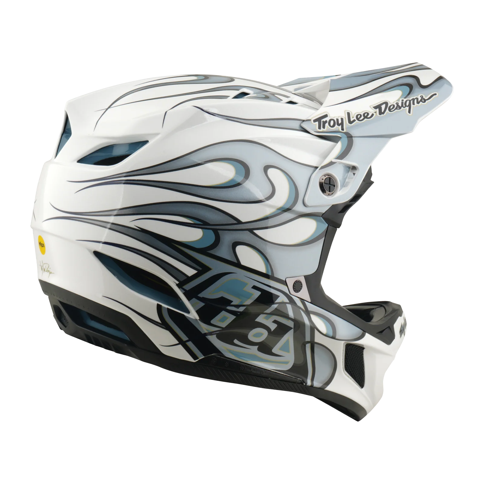 Casque VTT TROY LEE DESIGNS D4 COMPOSITE MIPS TORCHED Blanc/Argent - Image 5