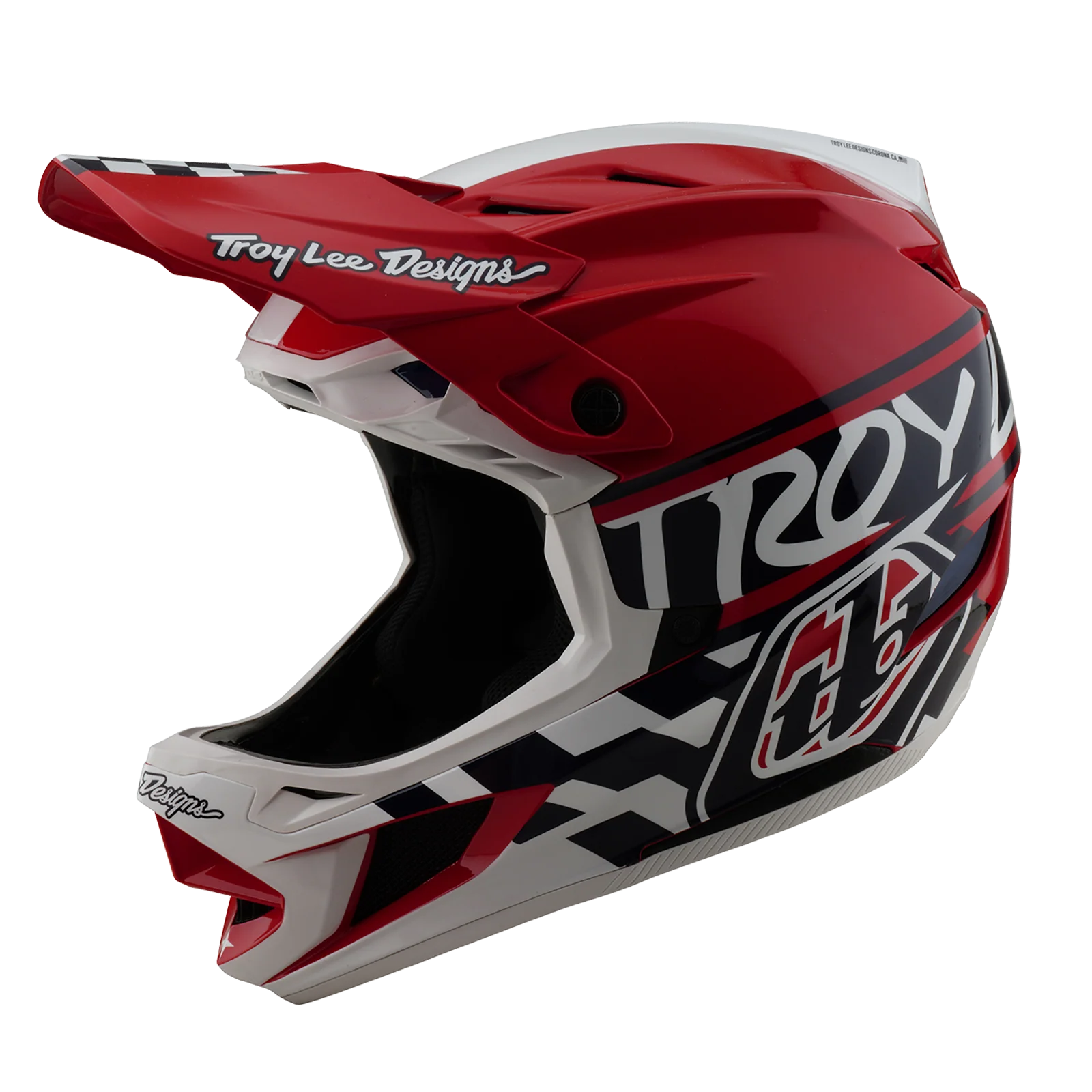 Casque VTT TROY LEE DESIGNS D4 POLYACRYLITE MIPS FIFTY 50 Blanc/Rouge