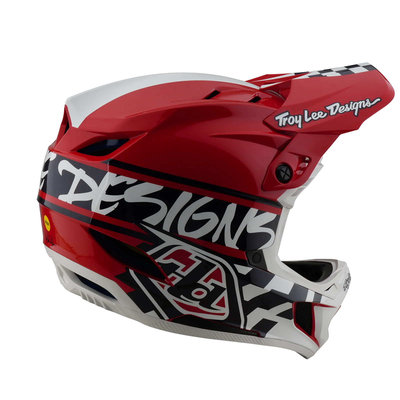 Casque VTT TROY LEE DESIGNS D4 POLYACRYLITE MIPS FIFTY 50 Blanc/Rouge - Image 4