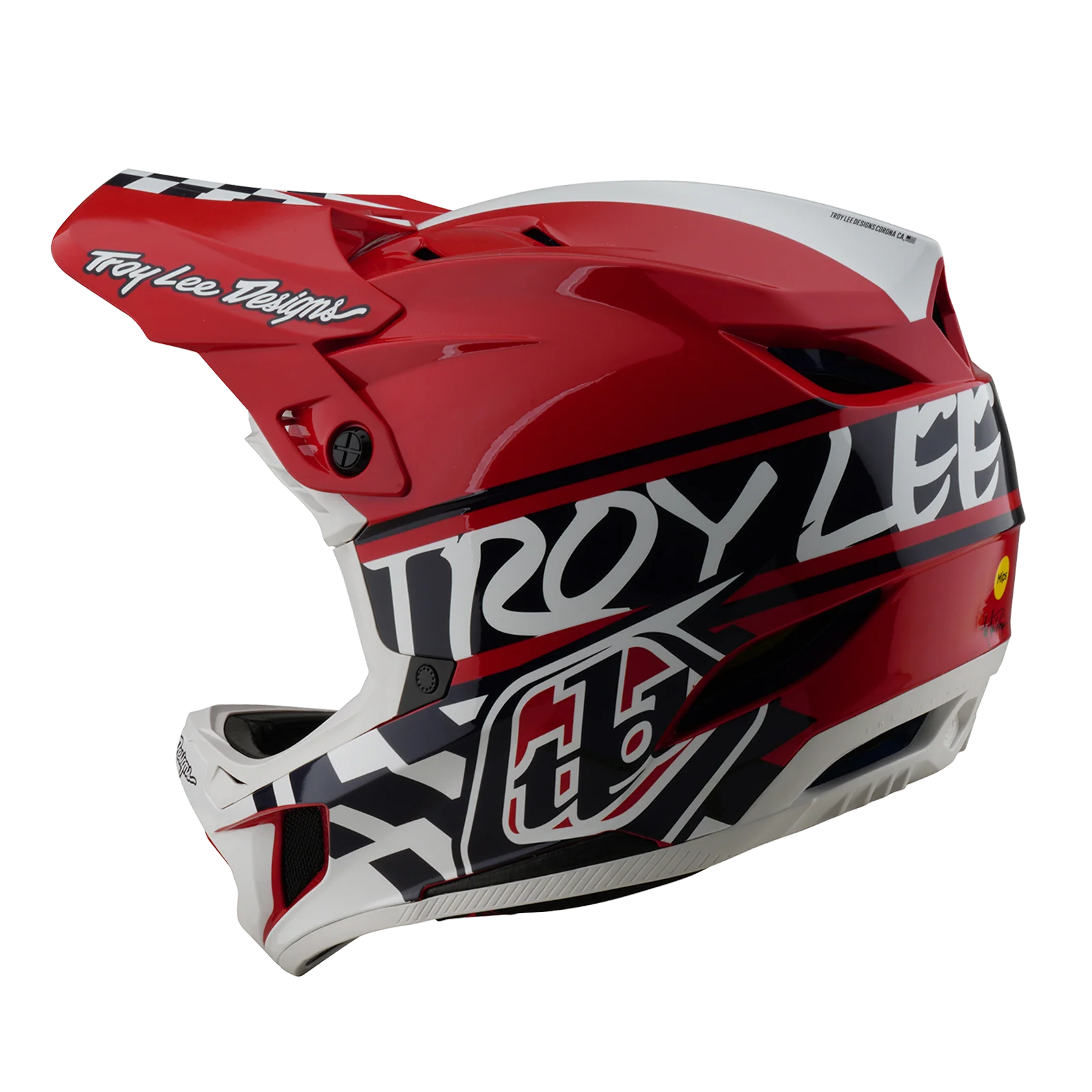 Casque VTT TROY LEE DESIGNS D4 POLYACRYLITE MIPS FIFTY 50 Blanc/Rouge - Image 6
