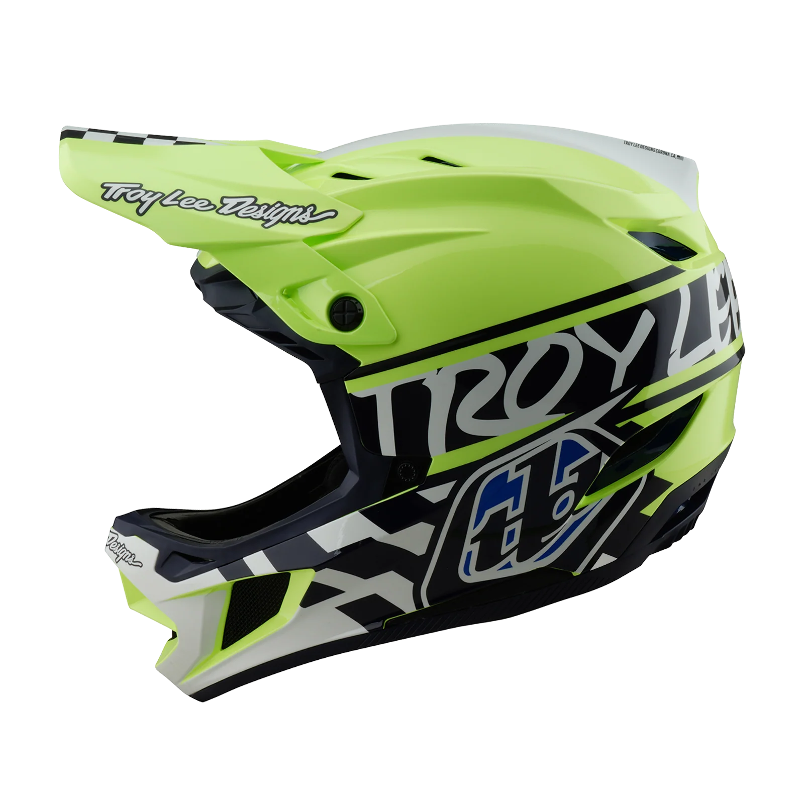Casque VTT TROY LEE DESIGNS D4 POLYACRYLITE MIPS FIFTY 50 Jaune/Bleu
