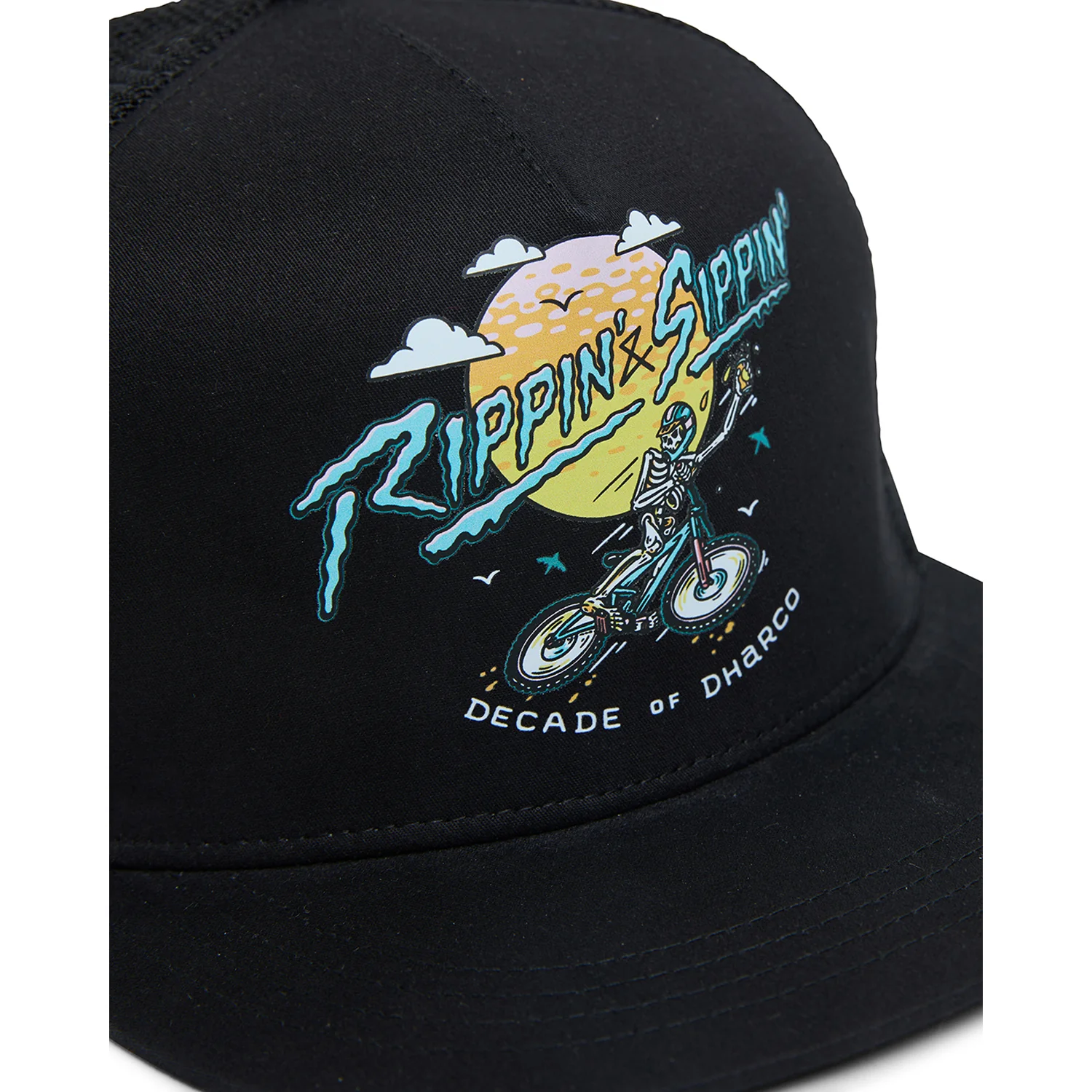 Casquette DHARCO FLAT BRIM TRUCKER RIPPIN AND SIPPIN Noir - Image 2