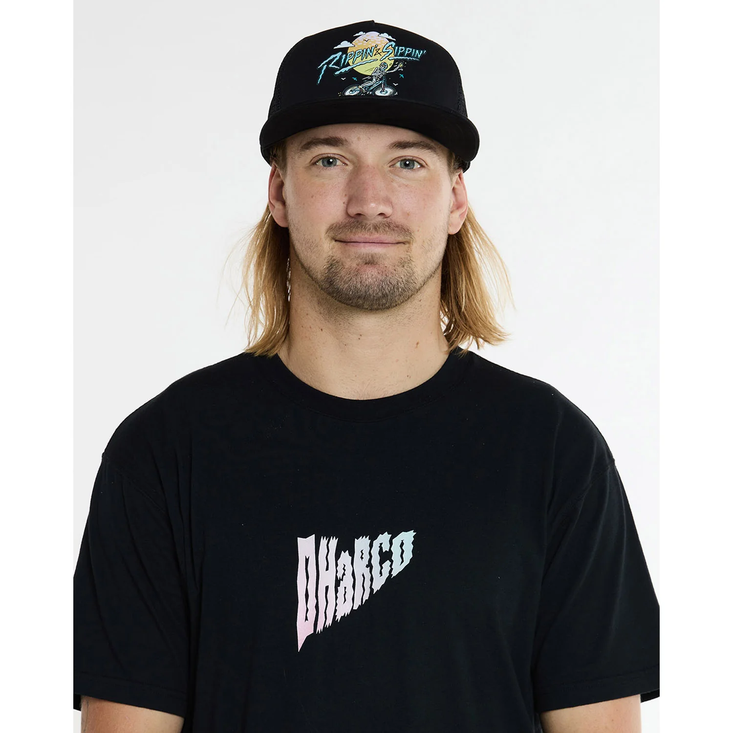 Casquette DHARCO FLAT BRIM TRUCKER RIPPIN AND SIPPIN Noir - Image 6