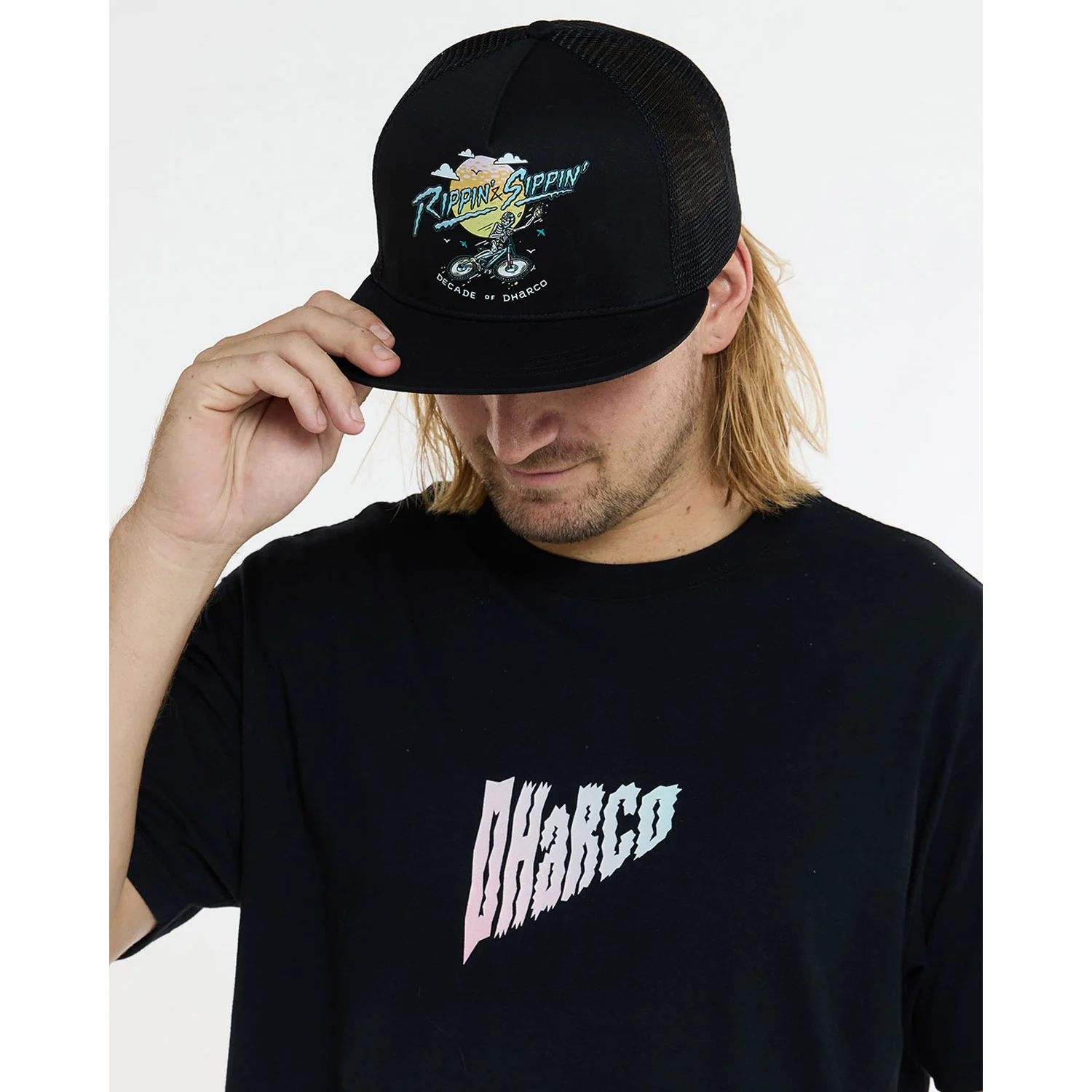 Casquette DHARCO FLAT BRIM TRUCKER RIPPIN AND SIPPIN Noir - Image 7
