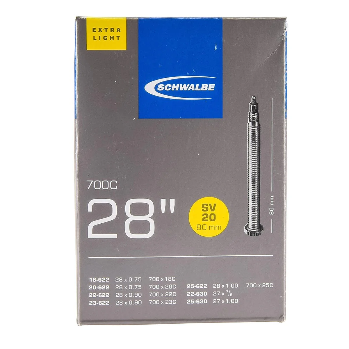 Chambre à Air SCHWALBE EXTRALIGHT SV20 700x18/25c Presta