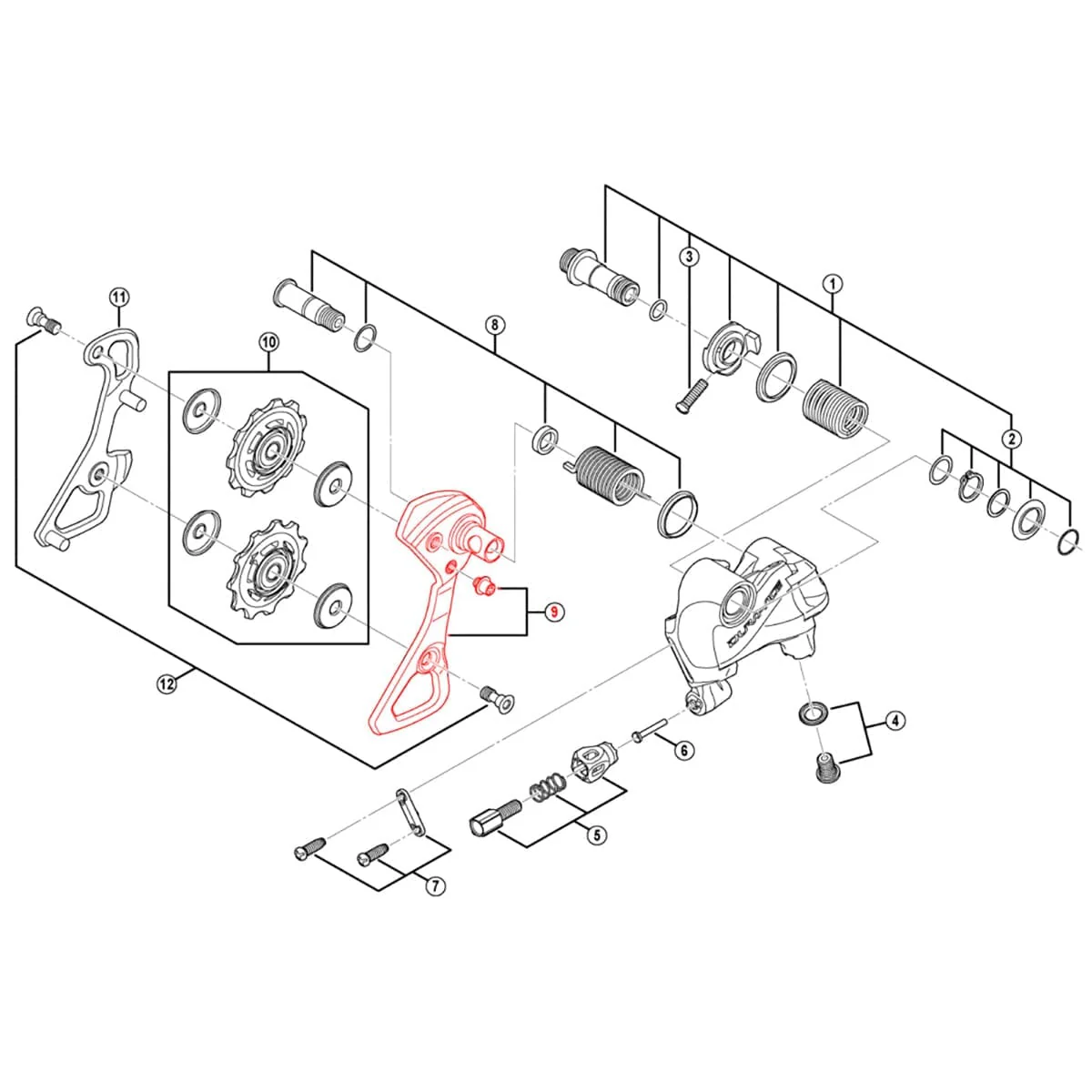 Chape de Dérailleur Arrière Externe Courte SHIMANO DURA-ACE RD-R9000-SS