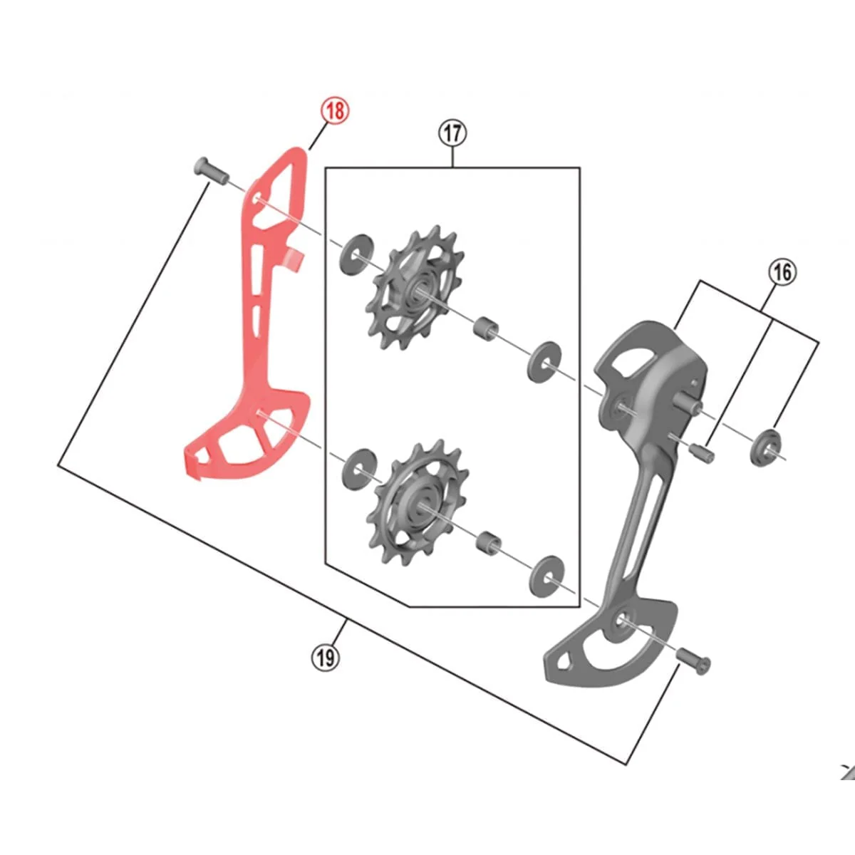 Chape Interne Longue pour Dérailleur Arrière SHIMANO SLX RD-M7120 SGS