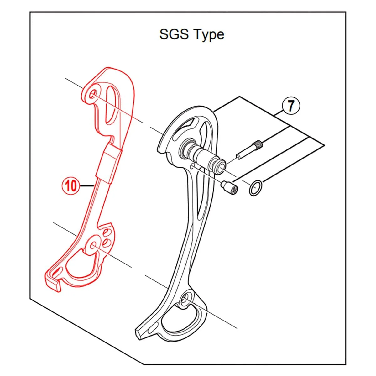 Chape de Dérailleur Arrière Interne Longue SHIMANO XT RD-M772 SGS