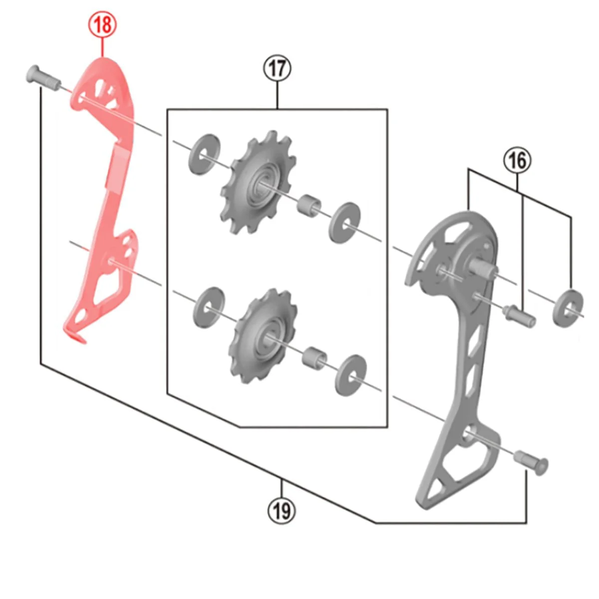 Chape de Dérailleur Arrière Interne Moyenne SHIMANO SLX RD-M7000-GS 11V