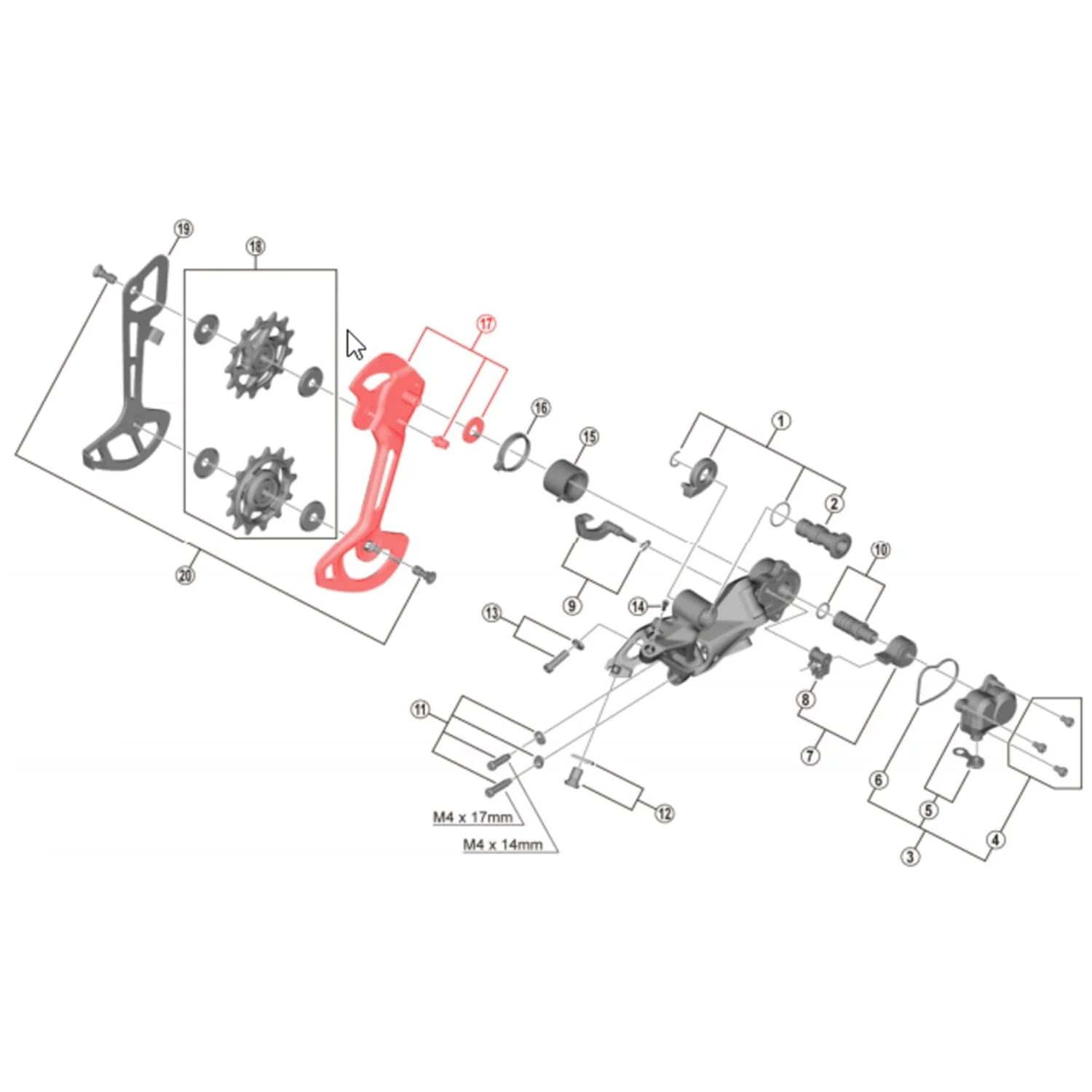 Chape de Dérailleur Arrière Externe Longue SHIMANO XTR M9120 SGS 12V