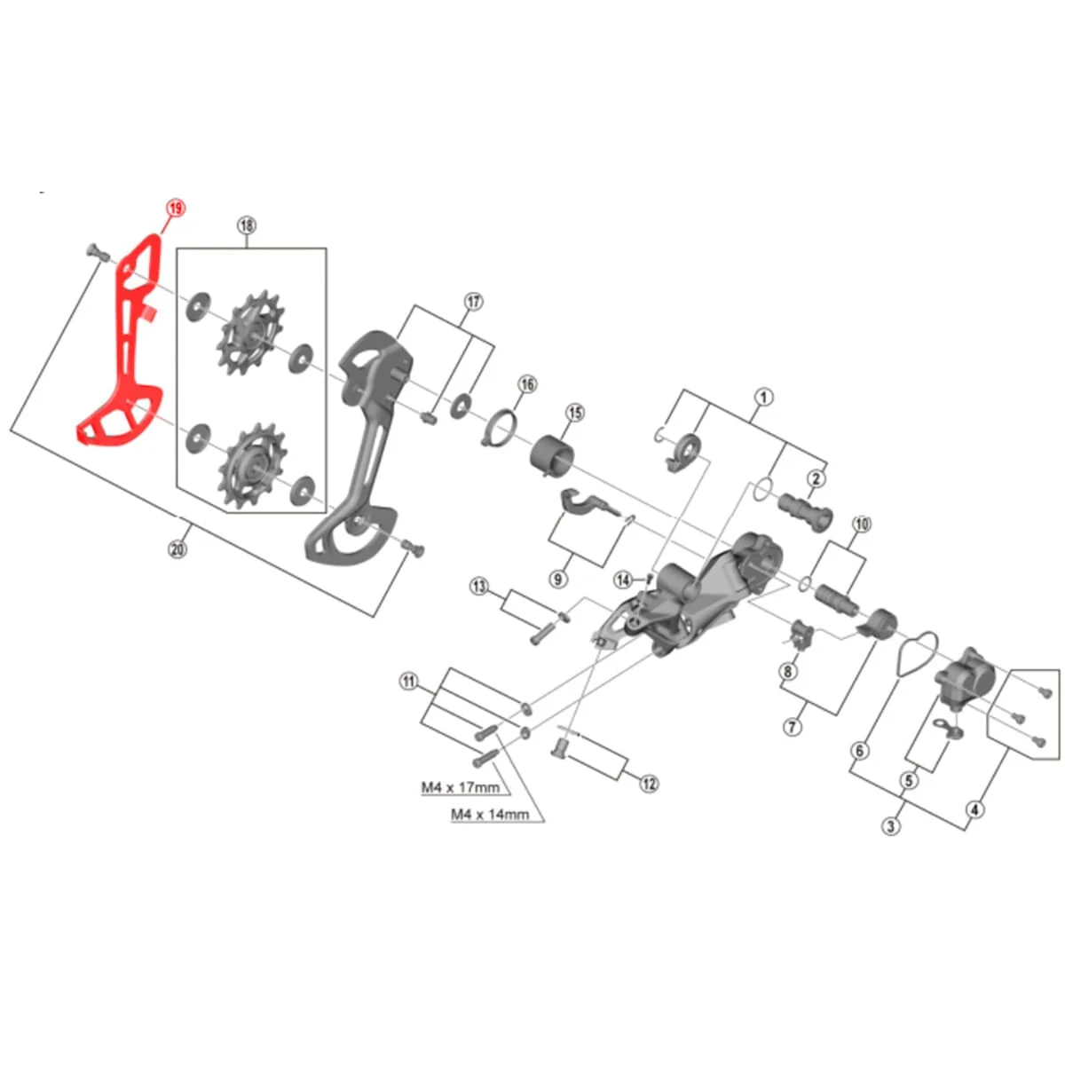 Chape Interne Longue pour Dérailleur Arrière SHIMANO XTR M9120 SGS 12V