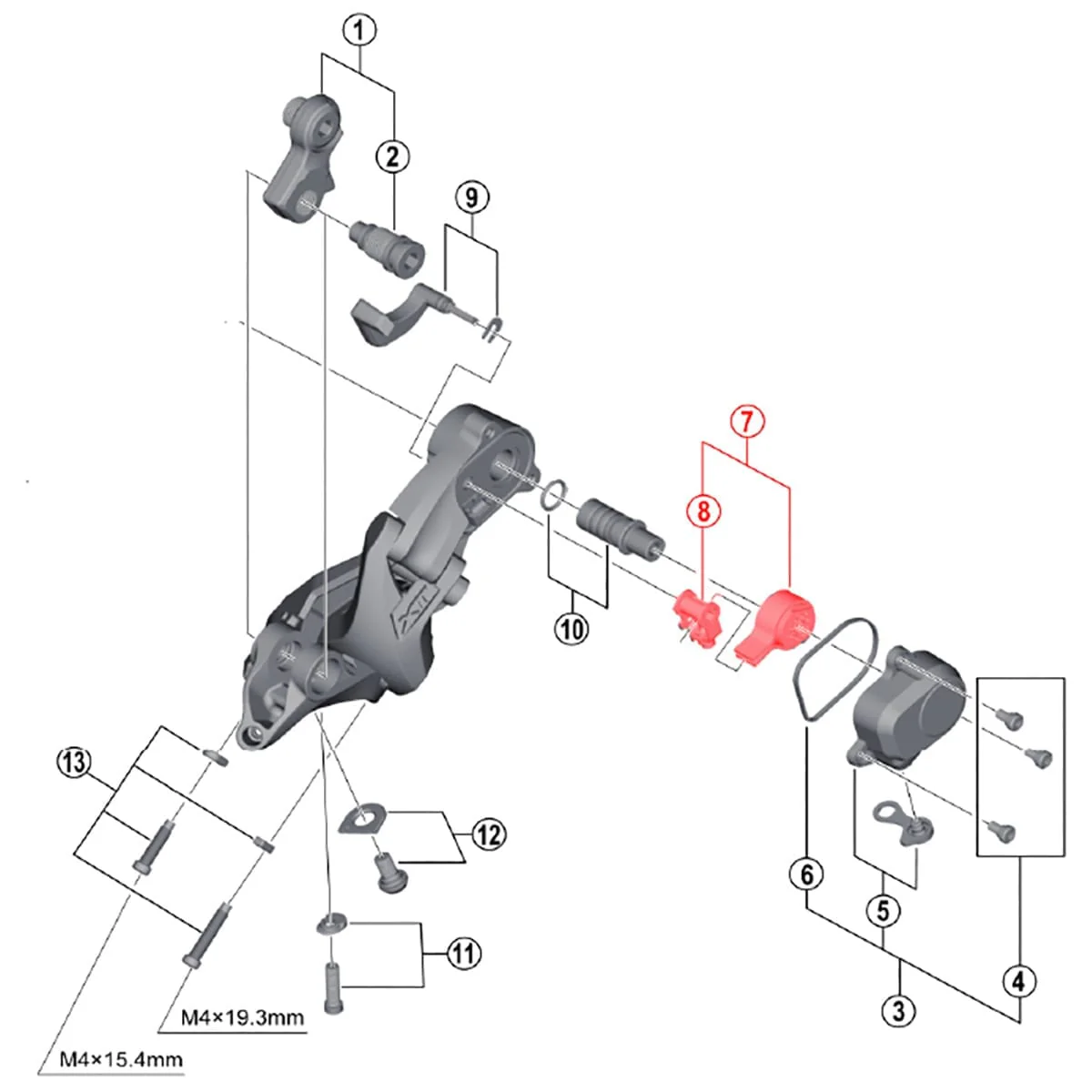 Commutateur de Position de Dérailleur Arrière 11V SHIMANO XTR M9000/XT M8000/SLX M7000