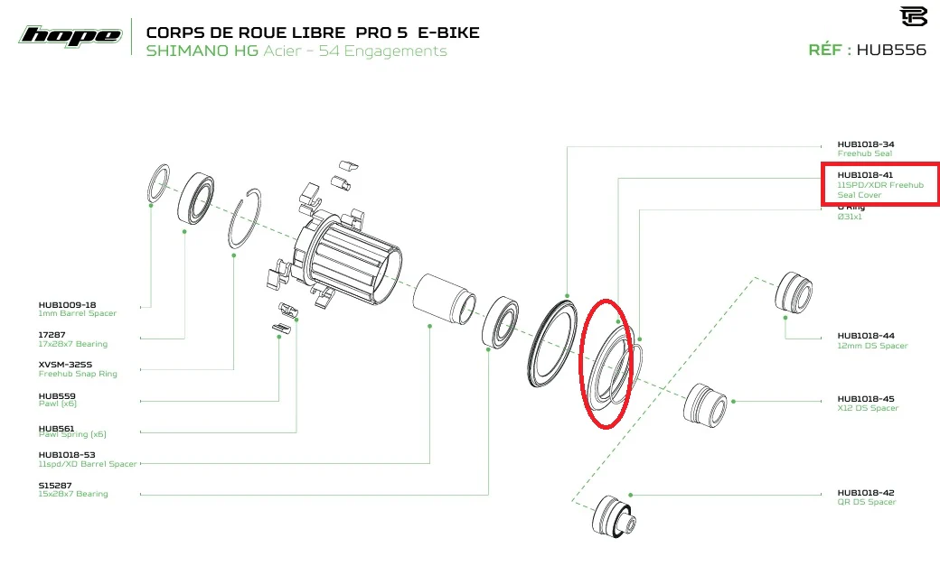 Couvercle de Joint pour Corps de Roue Libre Moyeu HOPE PRO 5 Shimano HG - Image 2
