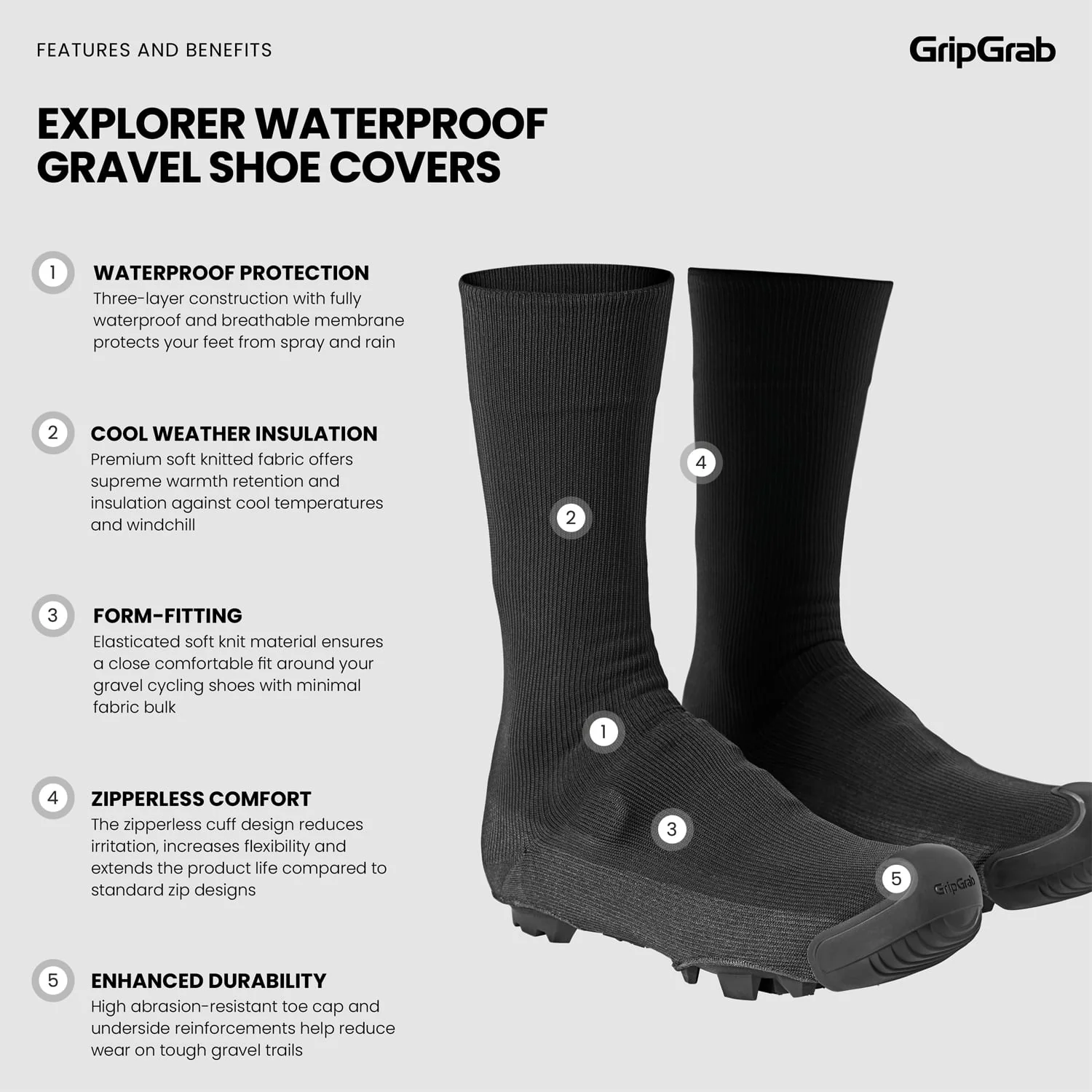 Couvre-Chaussures GRIPGRAB EXPLORER WATRPROOF GRAVEL Noir - Image 3