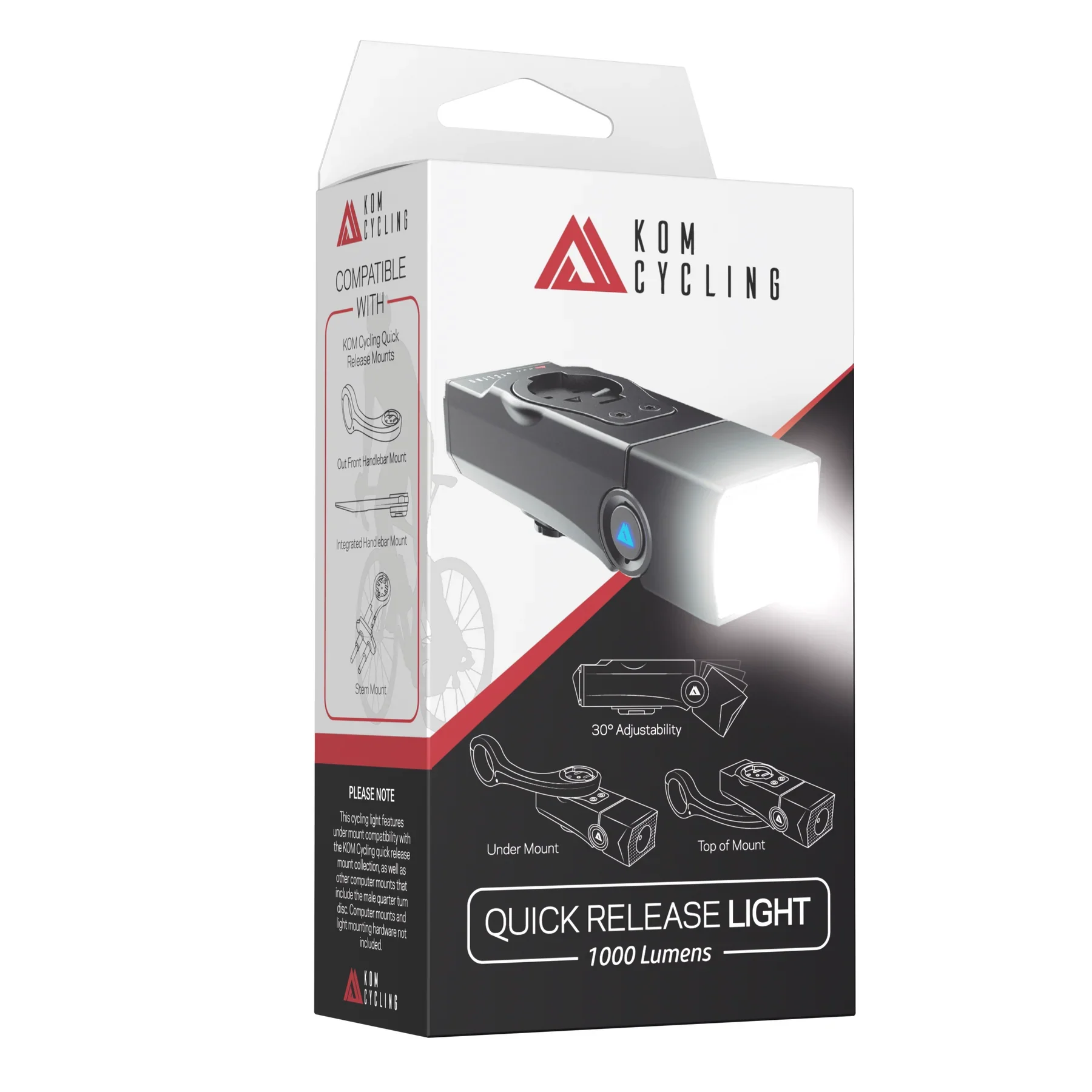 Éclairage Avant KOM CYCLING QUICK RELEASE LIGHT 1000 - Image 8