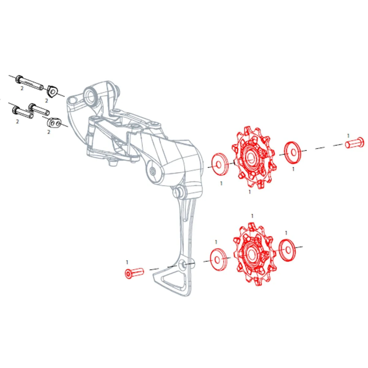 Galets de Dérailleur Arrière 11V SRAM APEX 1 / NX (x2) - Image 2