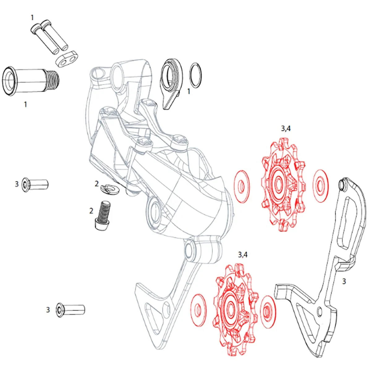 Galets Dérailleur Arrière 11V SRAM X01/X01DH/X1/GX/FORCE1/CX1/RIVAL1 X-SYNC (x2) - Image 2