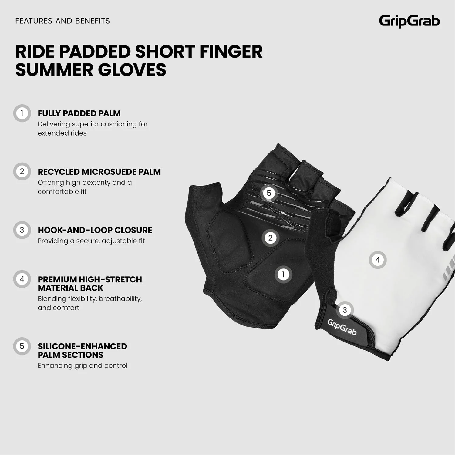 Gants Courts GRIPGRAB RIDE RC MAX Blanc - Image 4