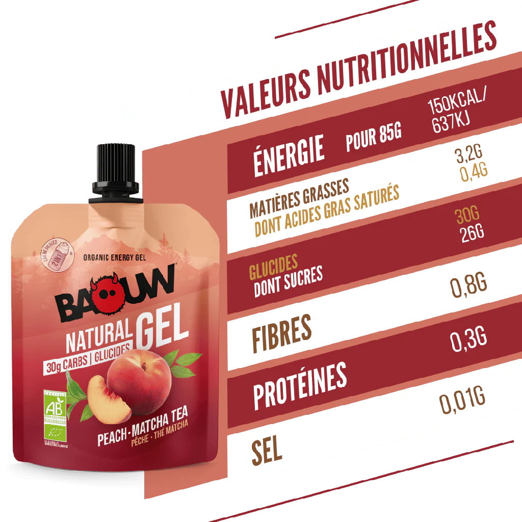 Gel Énergétique BAOUW BIO Pêche-Thé Matcha (85g) - Image 2